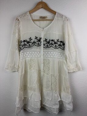 Paper Lace Cotton & Lace Patchwork Ruffle Tunic